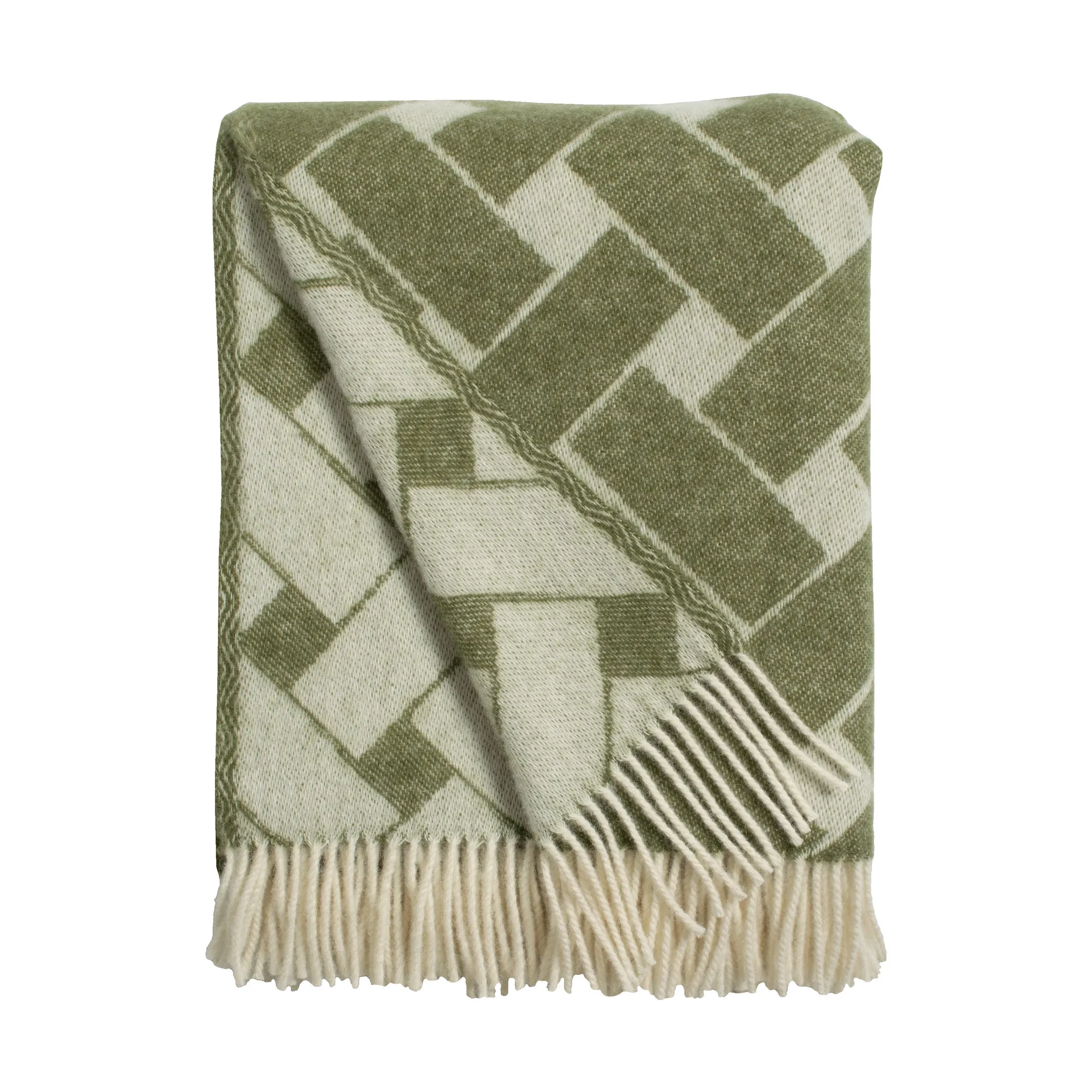 Almedahls Plaid en tricot cm Vert-blanc cassé