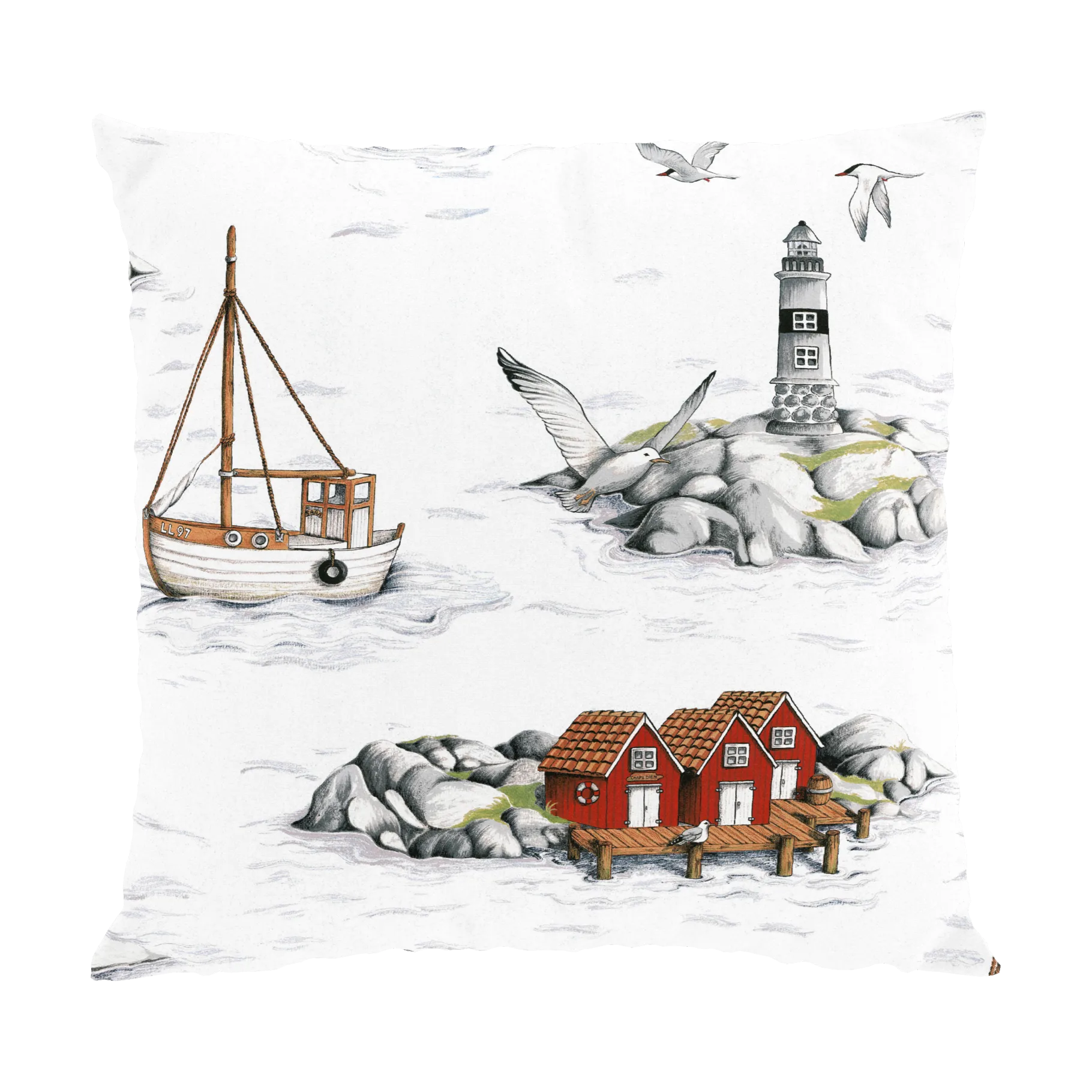 Arvidssons Textil House de coussin Fiskeskär cm Blanc