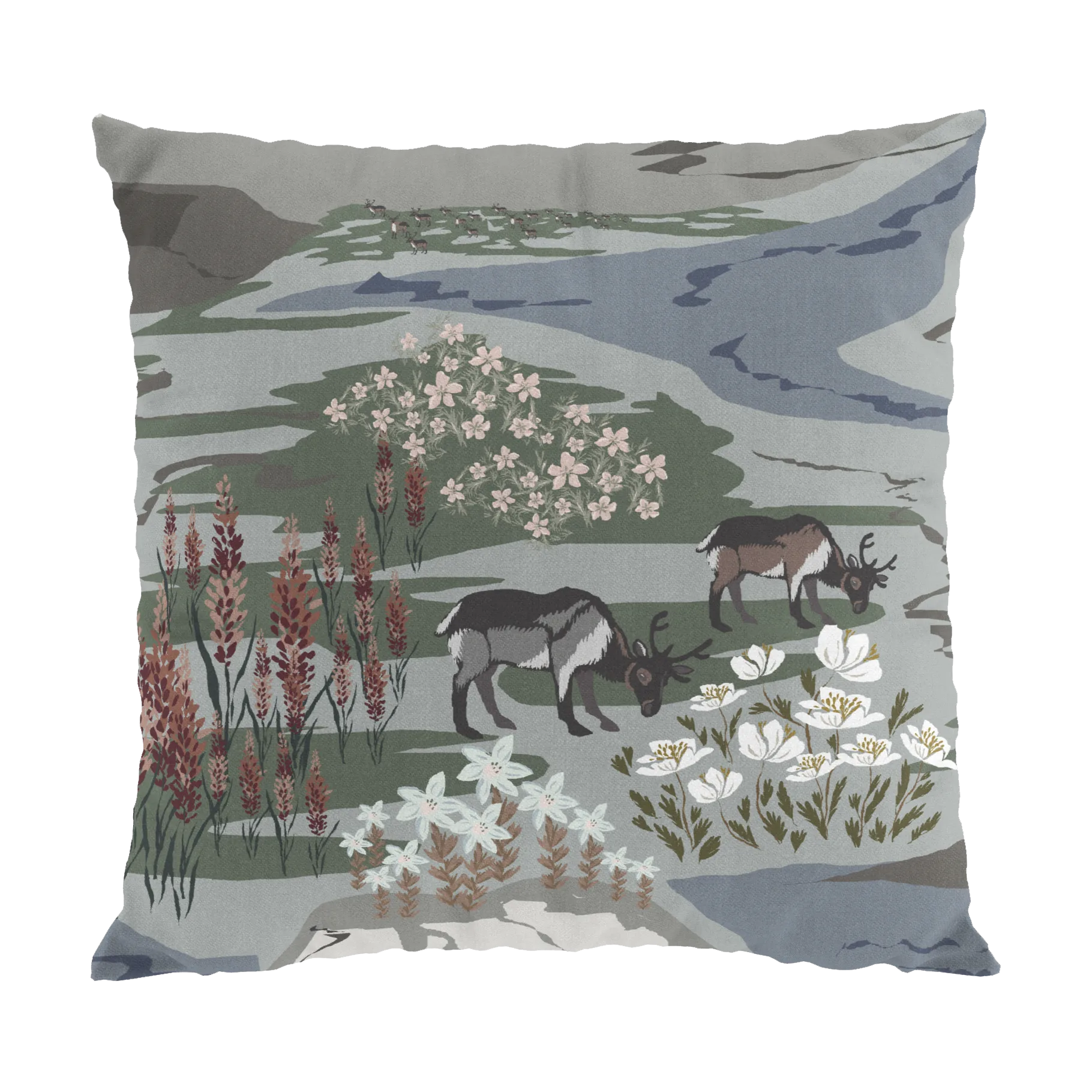 Arvidssons Textil Housse de coussin Fjällängar cm Gris-vert