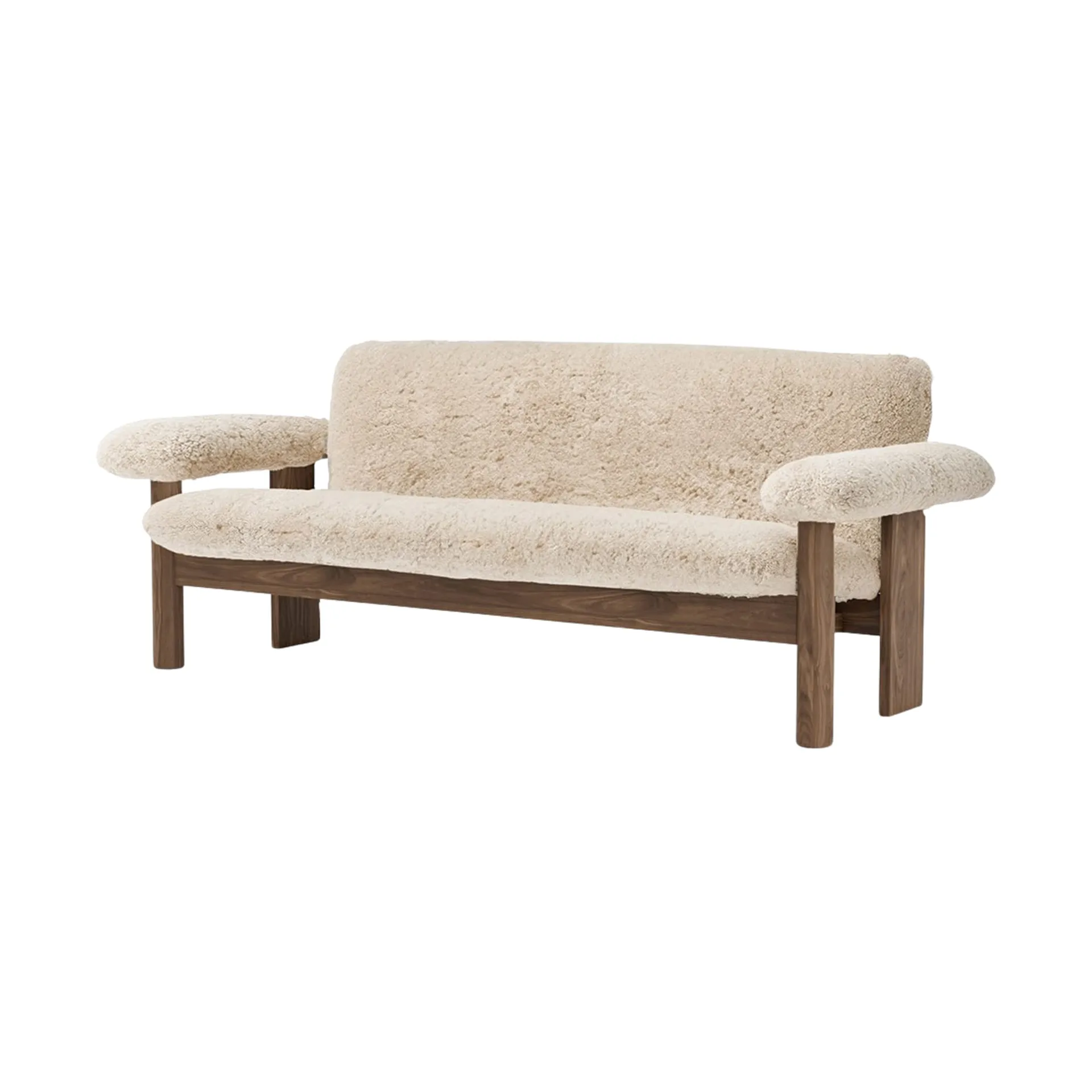 Audo Copenhagen Canapé 2 places Brasilia Walnut-Nature sheepskin curly