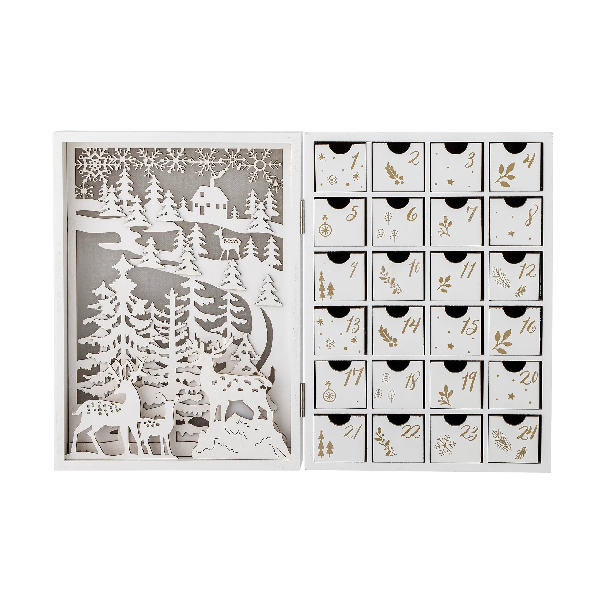 Bloomingville Calendrier de l'Avent Elimar avec éclairage Blanc