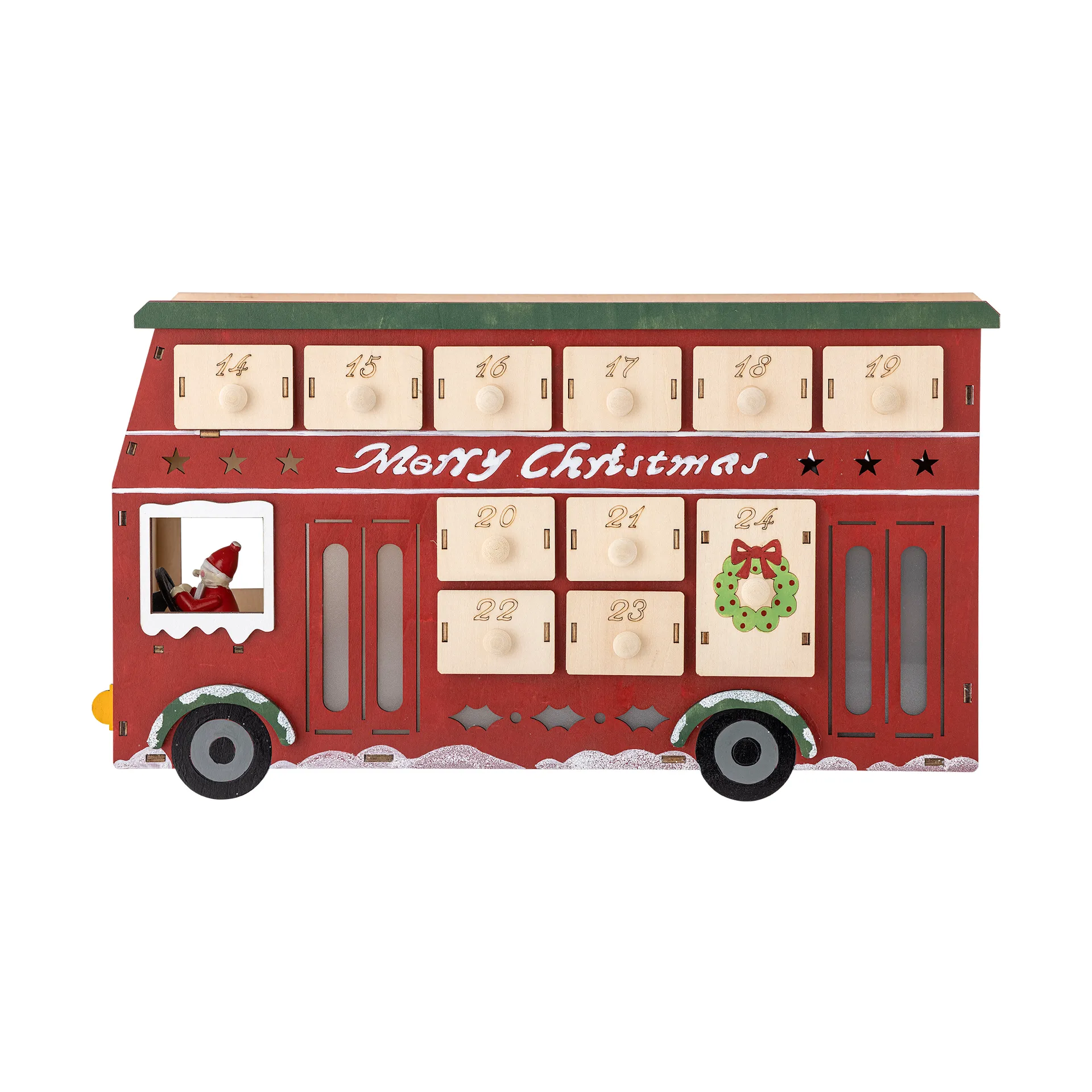 Bloomingville Calendrier Edward avec éclairage bus Rouge