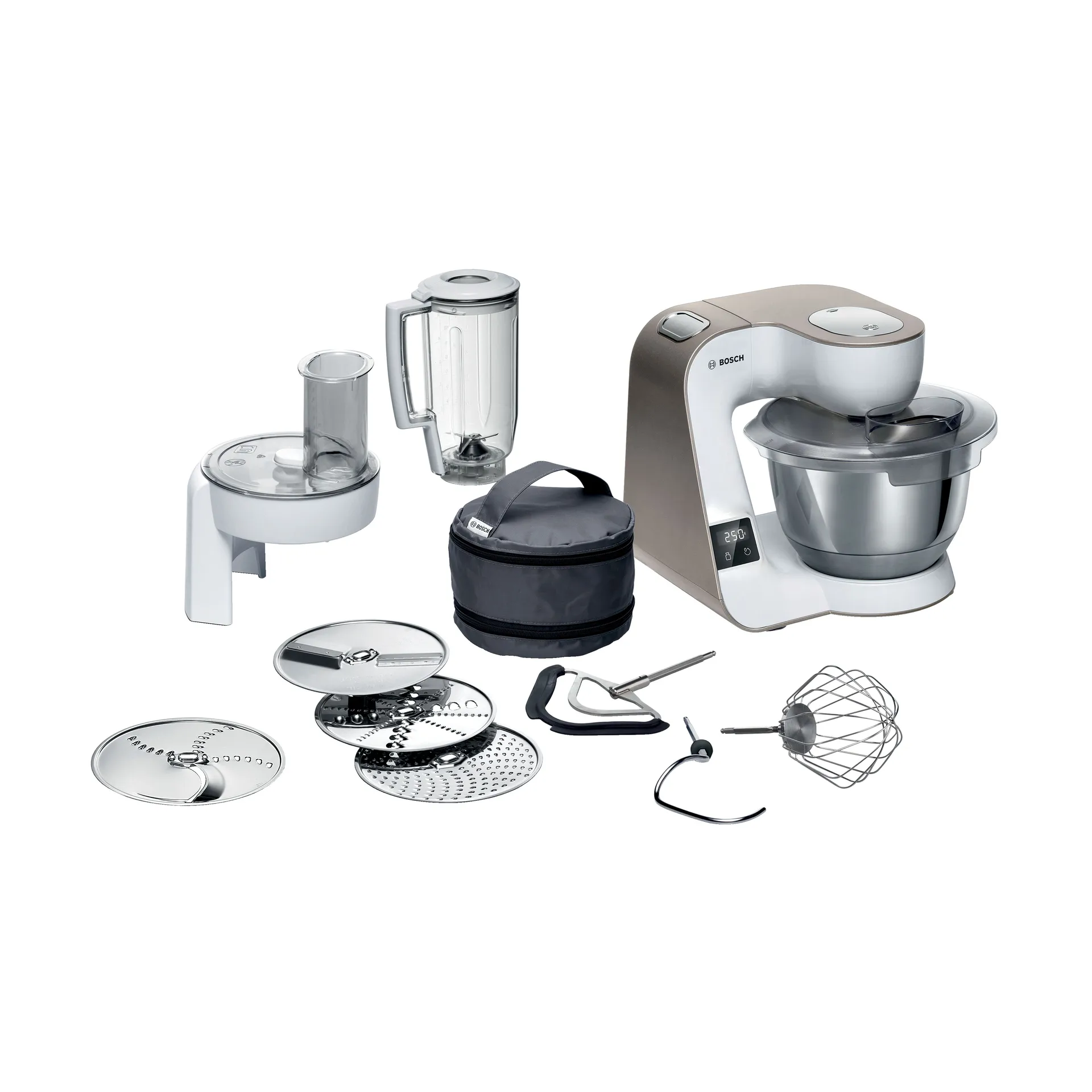 Bosch Bosch Serie 4 MUM5XW20 køkkenmaskine med vægt 1000W Hvid-champagne