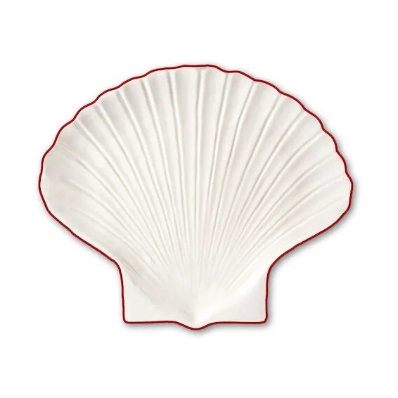 Byon Shell Line assiet S 13x16 cm Hvid-rød