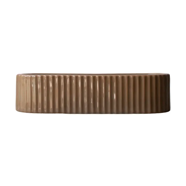 Stripe ljusstake 30 cm, Shiny nougat