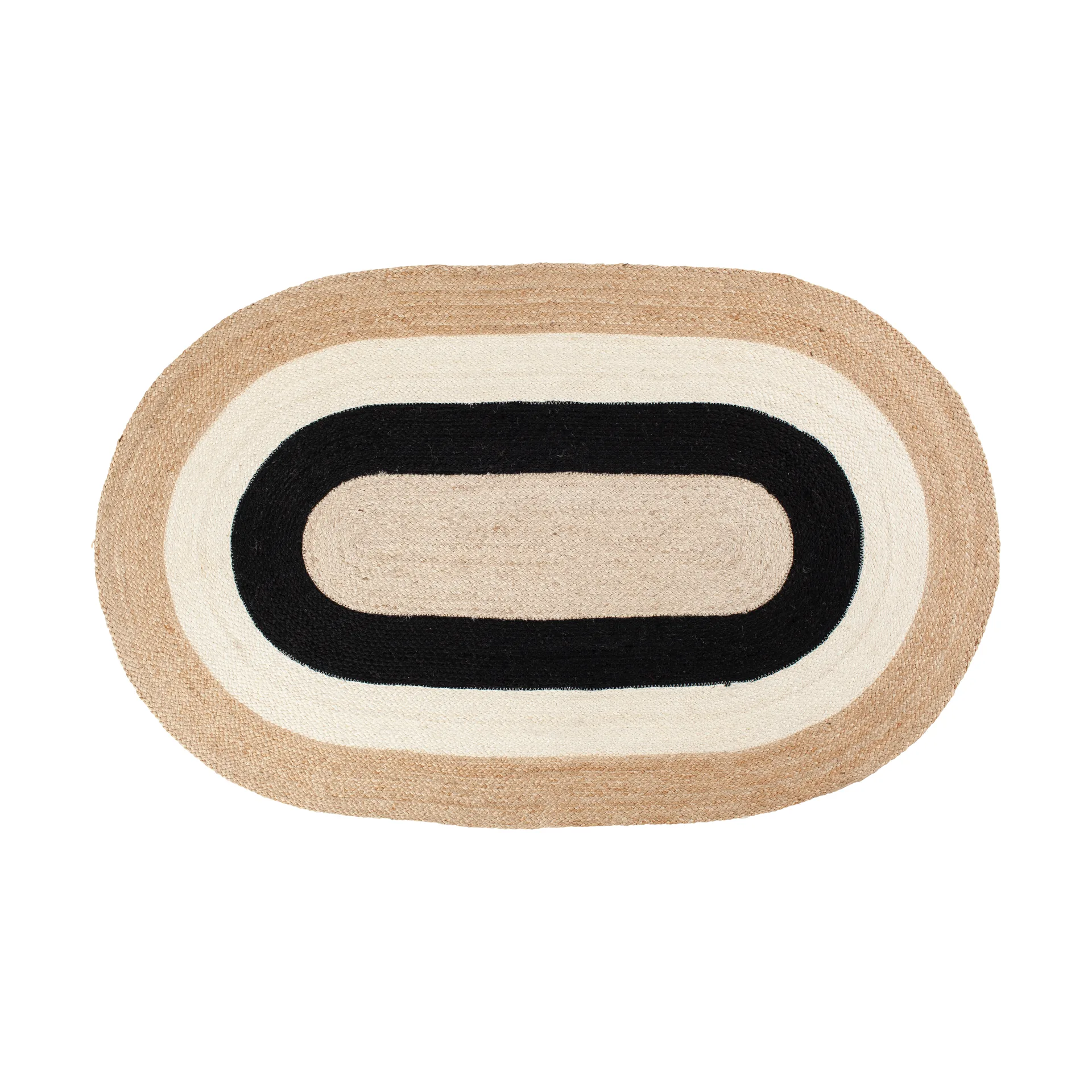Dixie Tapis ovale en jute rayé Elin, cm Black