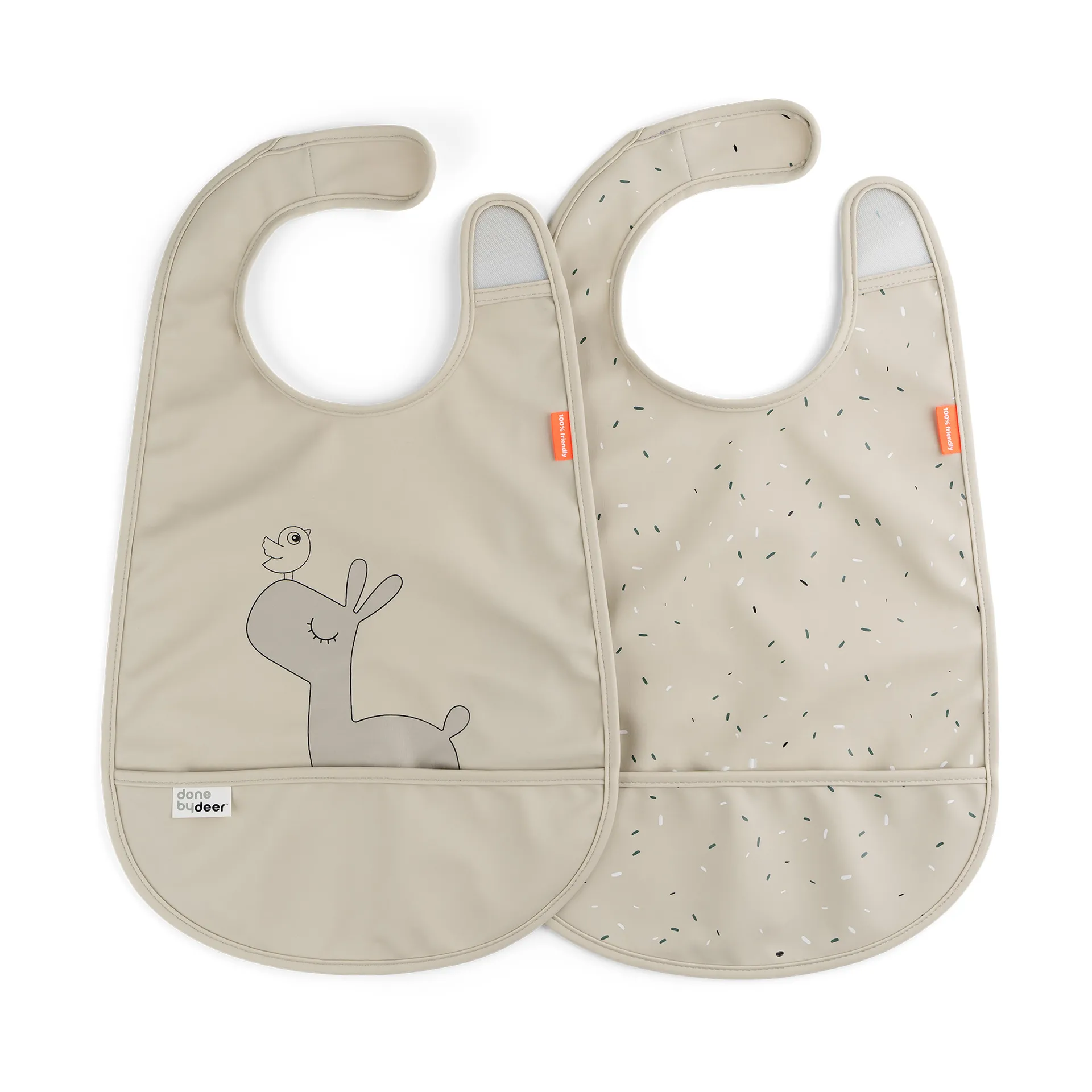 Done by deer Bavoir Lalee avec velcro, lot de 2 Sable