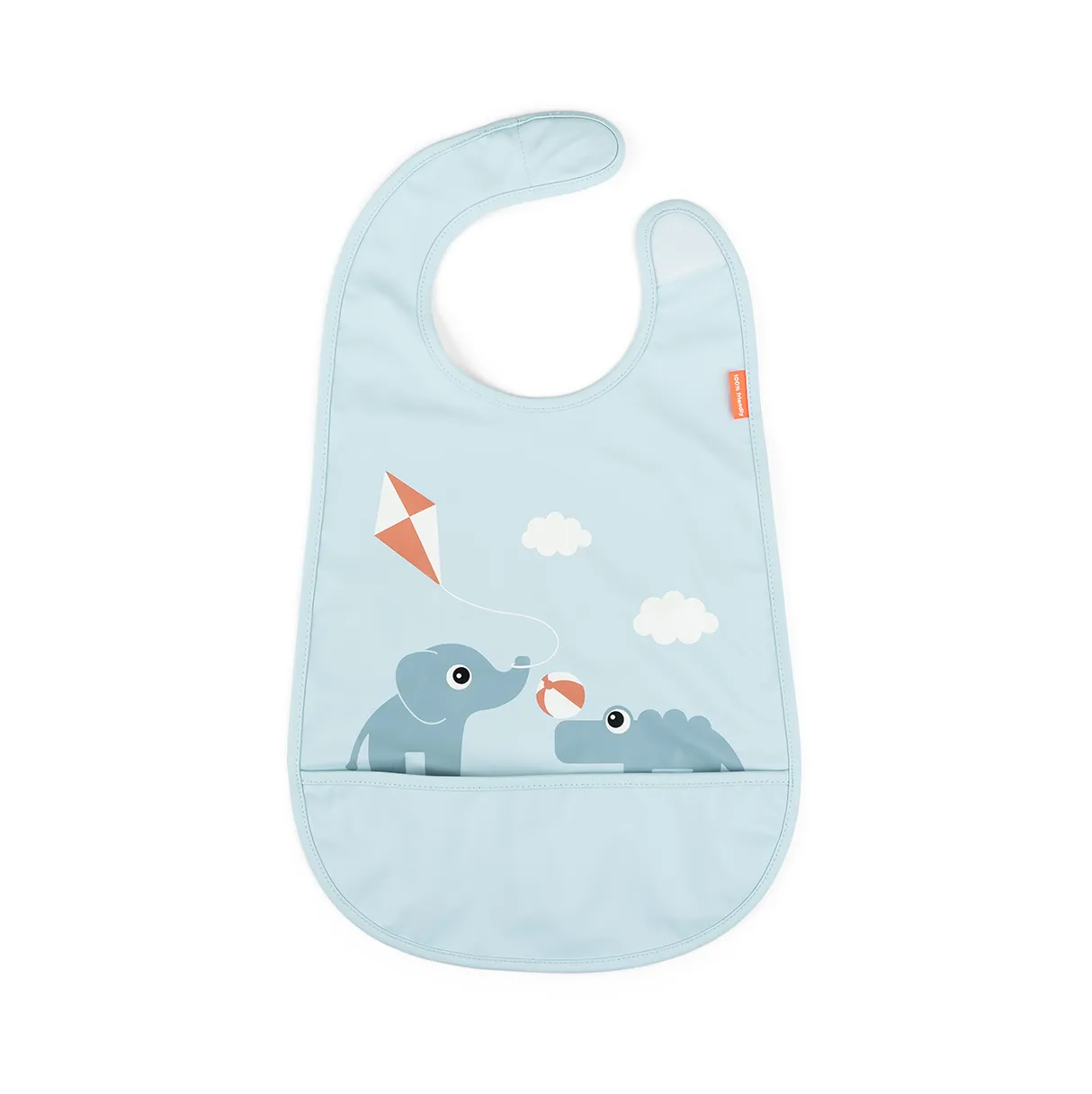 Done by deer Bavoir Playground avec velcro Bleu
