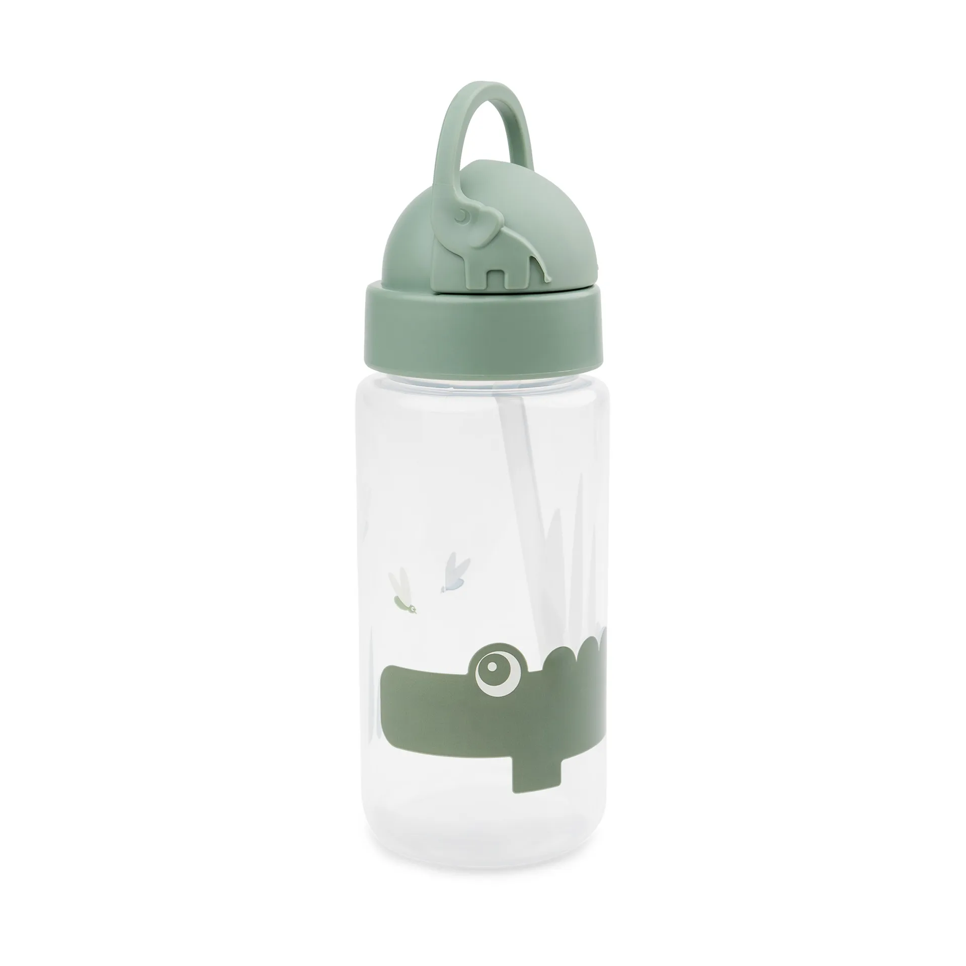 Done by Deer Croco Drikkedunk med Sugerør - 350ml - Grøn