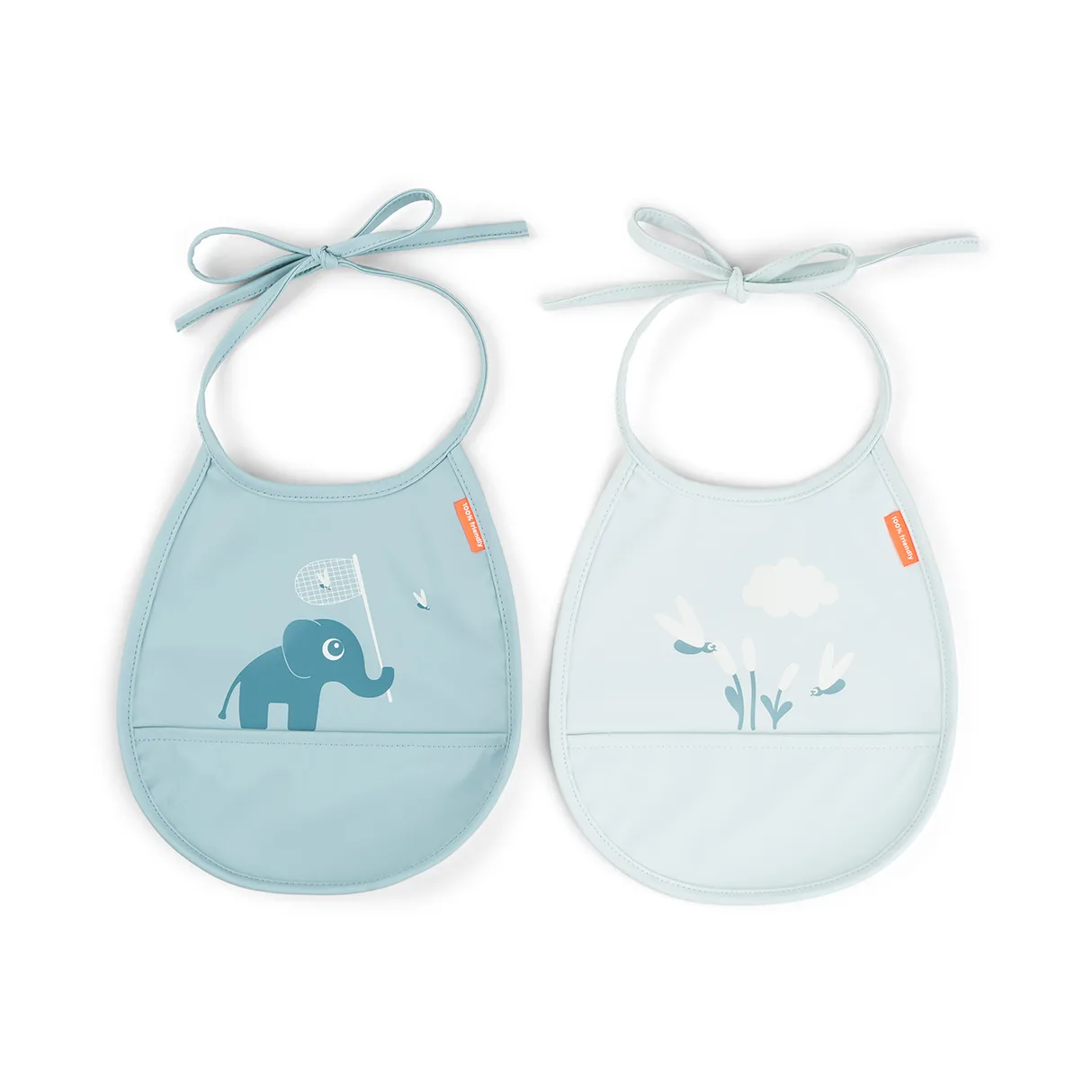 Done by deer Ensemble de petits bavoirs Elphee Tiny, lot de 2 Bleu