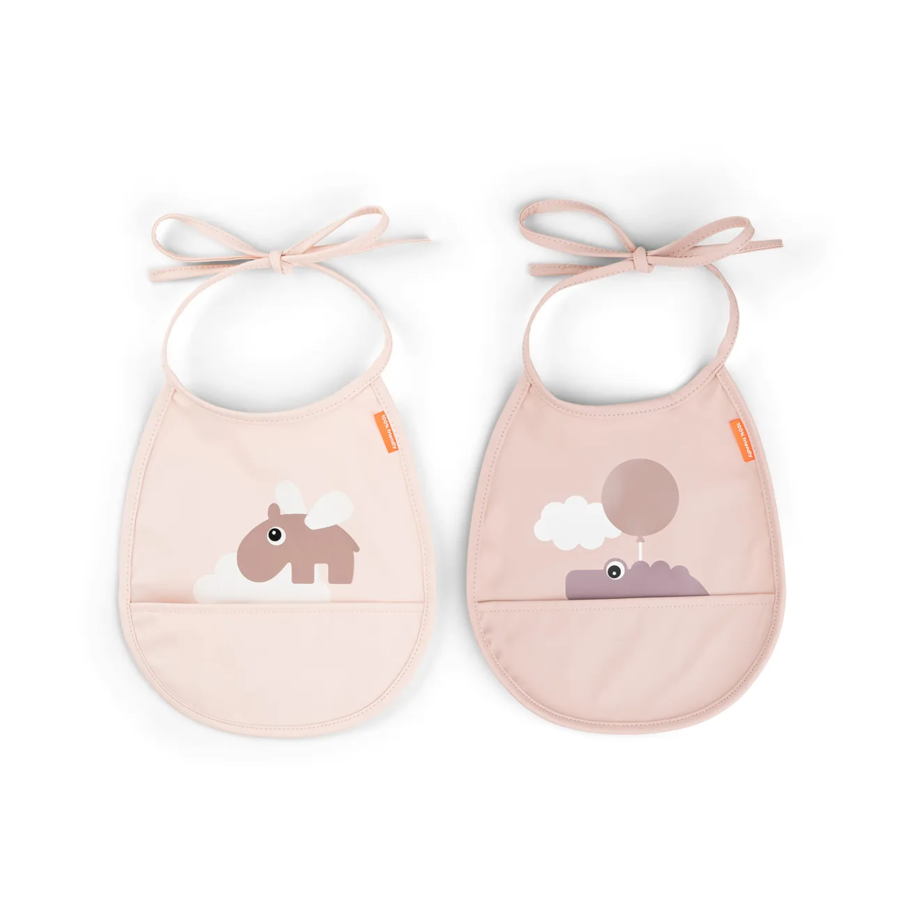Done by deer Ensemble de petits bavoirs Happy Clouds Tiny, lot de 2 Poudre