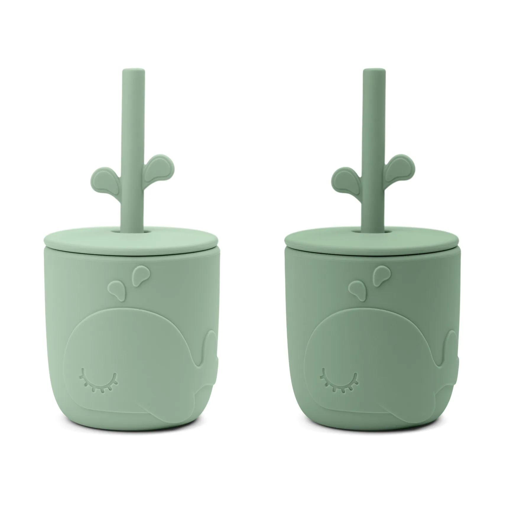 Done by deer Wally krus med peekaboo sugerør 2-pak Green