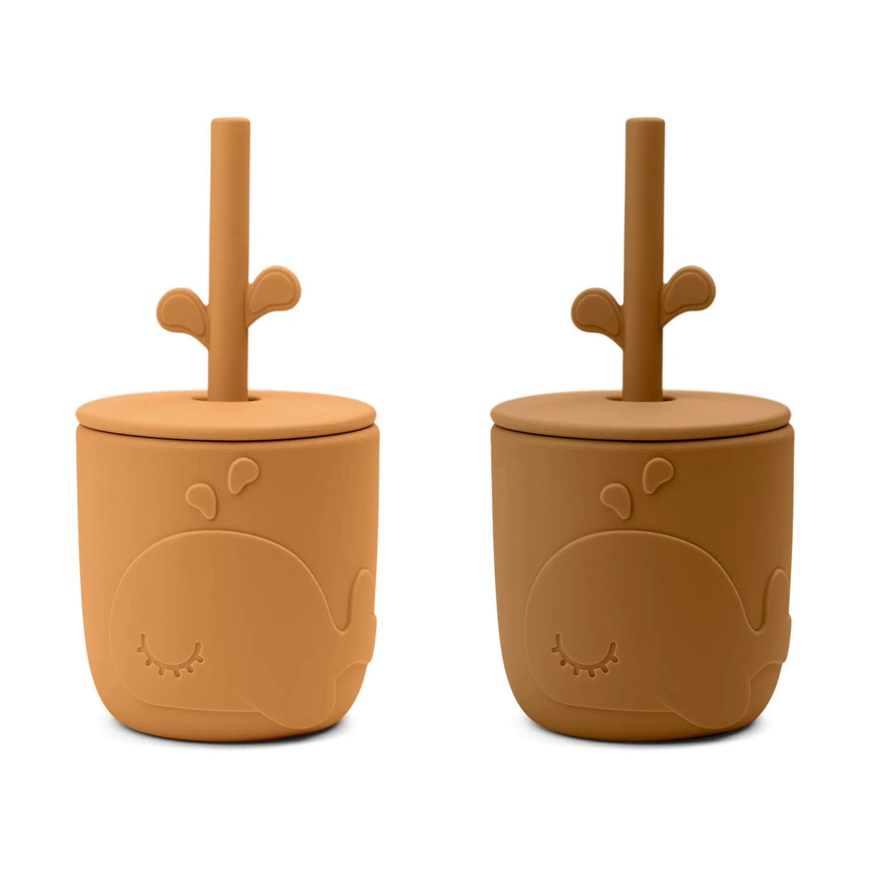 Done by deer Wally krus med peekaboo sugerør 2-pak Mustard