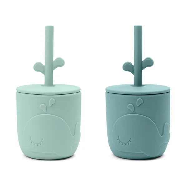 Wally mugg med peekaboo sugrör 2-pack