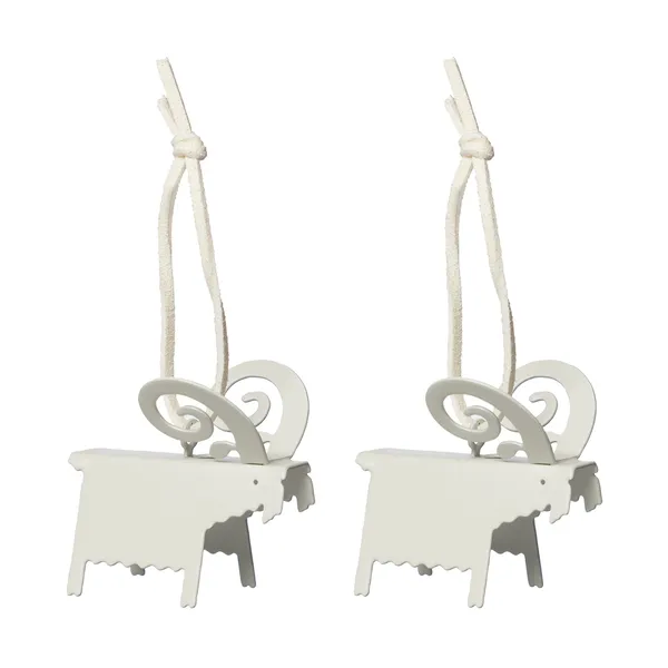 Ernst julhänge bock 2-pack, Vit 5 cm