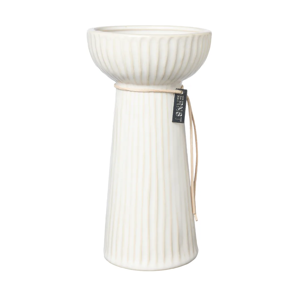 ERNST Ernst løgvase riflet 19 cm Naturhvid