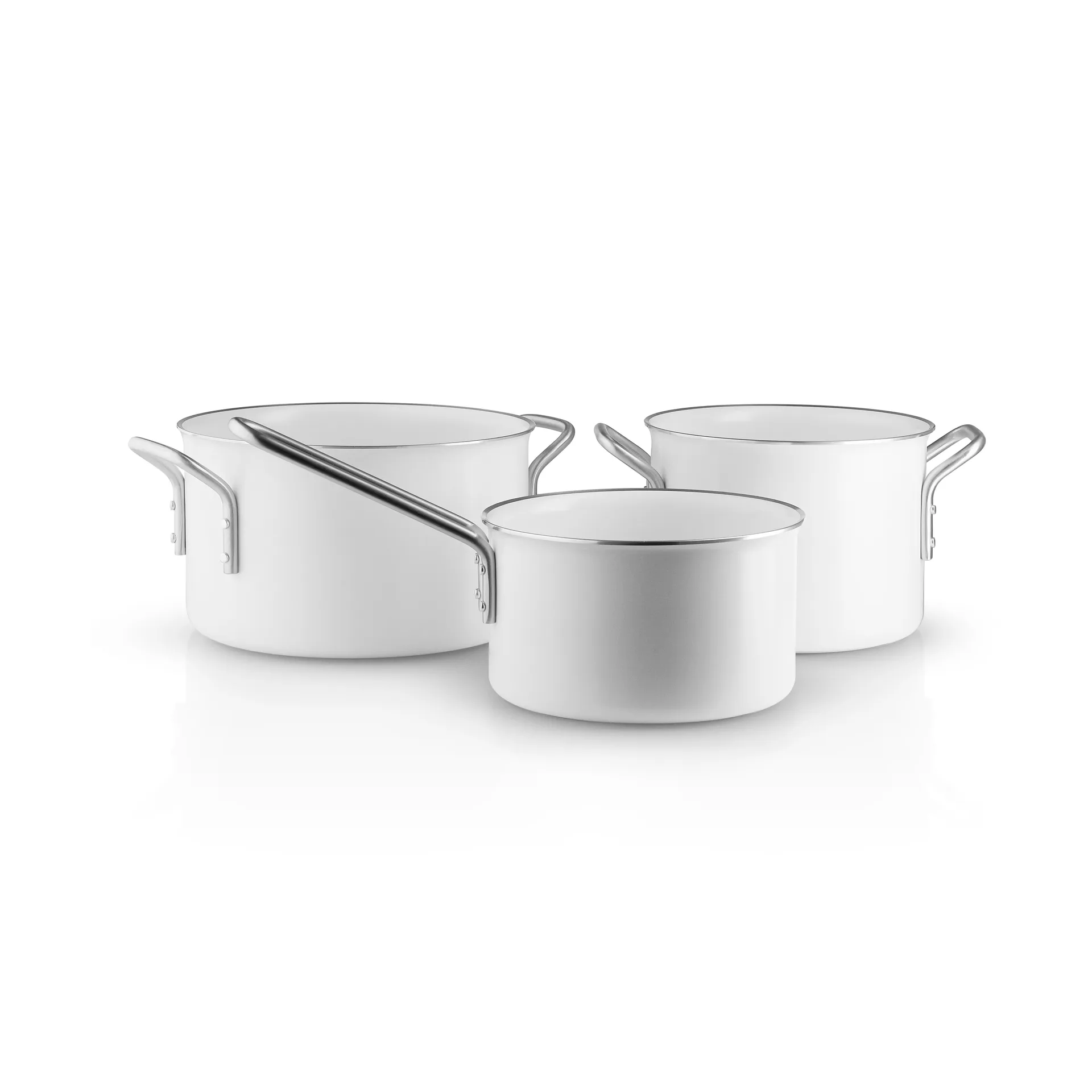 Eva Solo Eva Trio White Line Slip-Let keramisk grydesæt 3 dele Rustfrit stål billede
