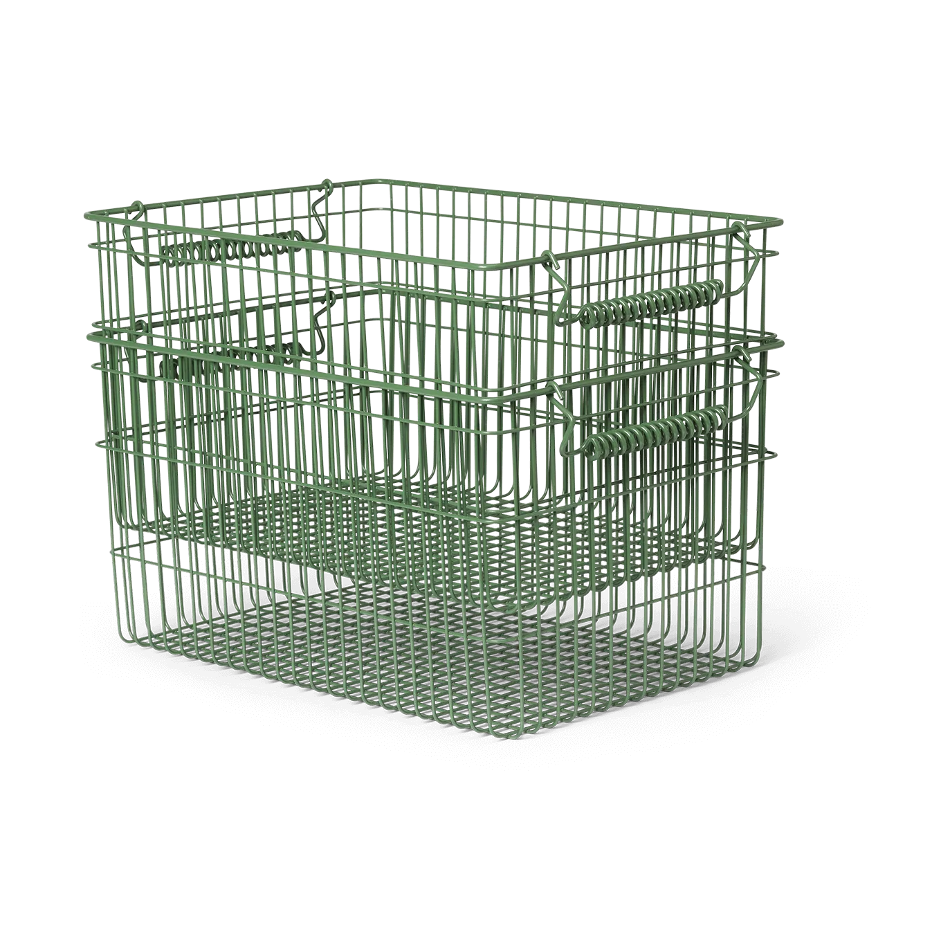 Ferm Living Cala stabelbar kurv 2-pak Verdant green, 36,2x26,2x20,2 cm