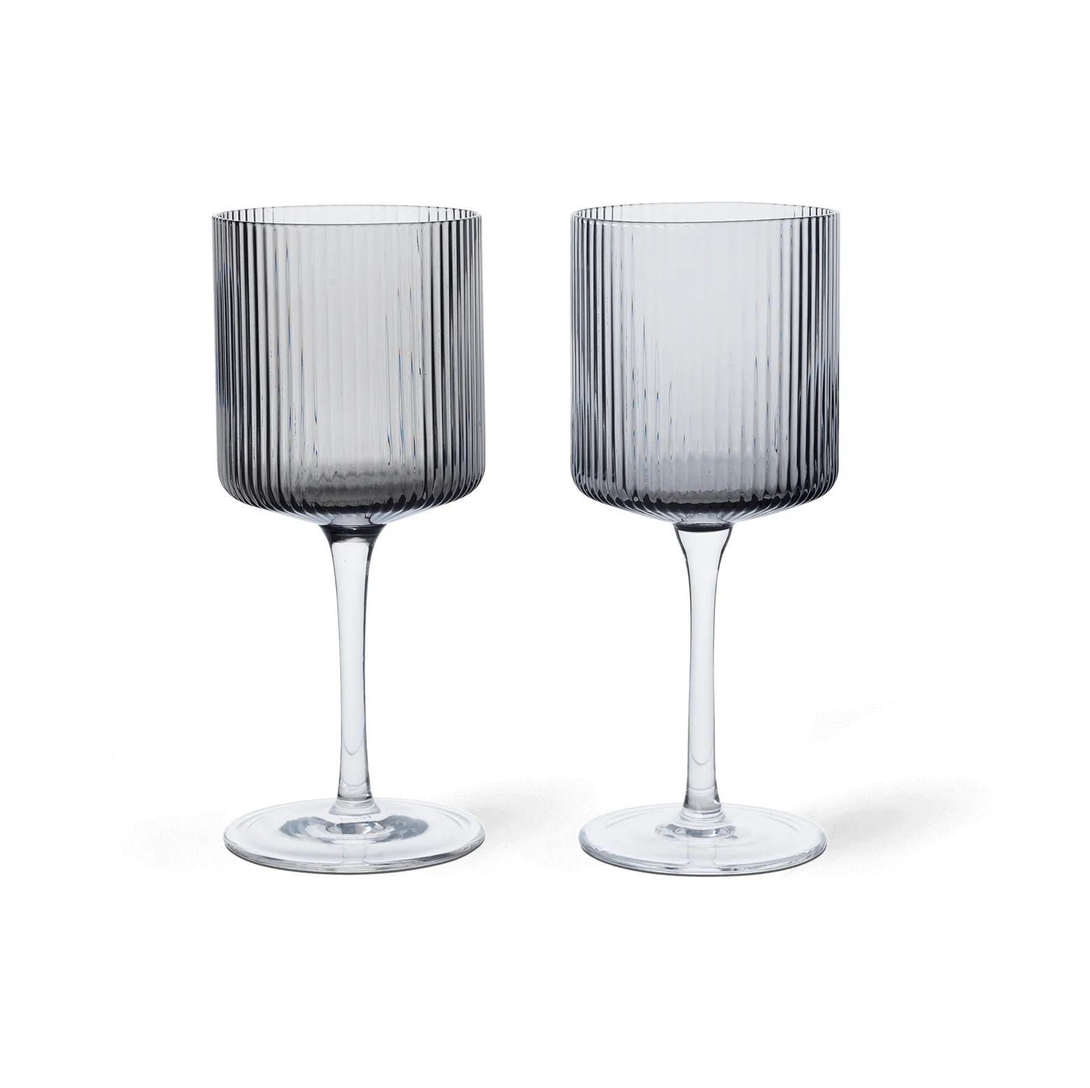 Ferm Living Ripple hvidvinsglas 26 cl 2-pak Smoked grey