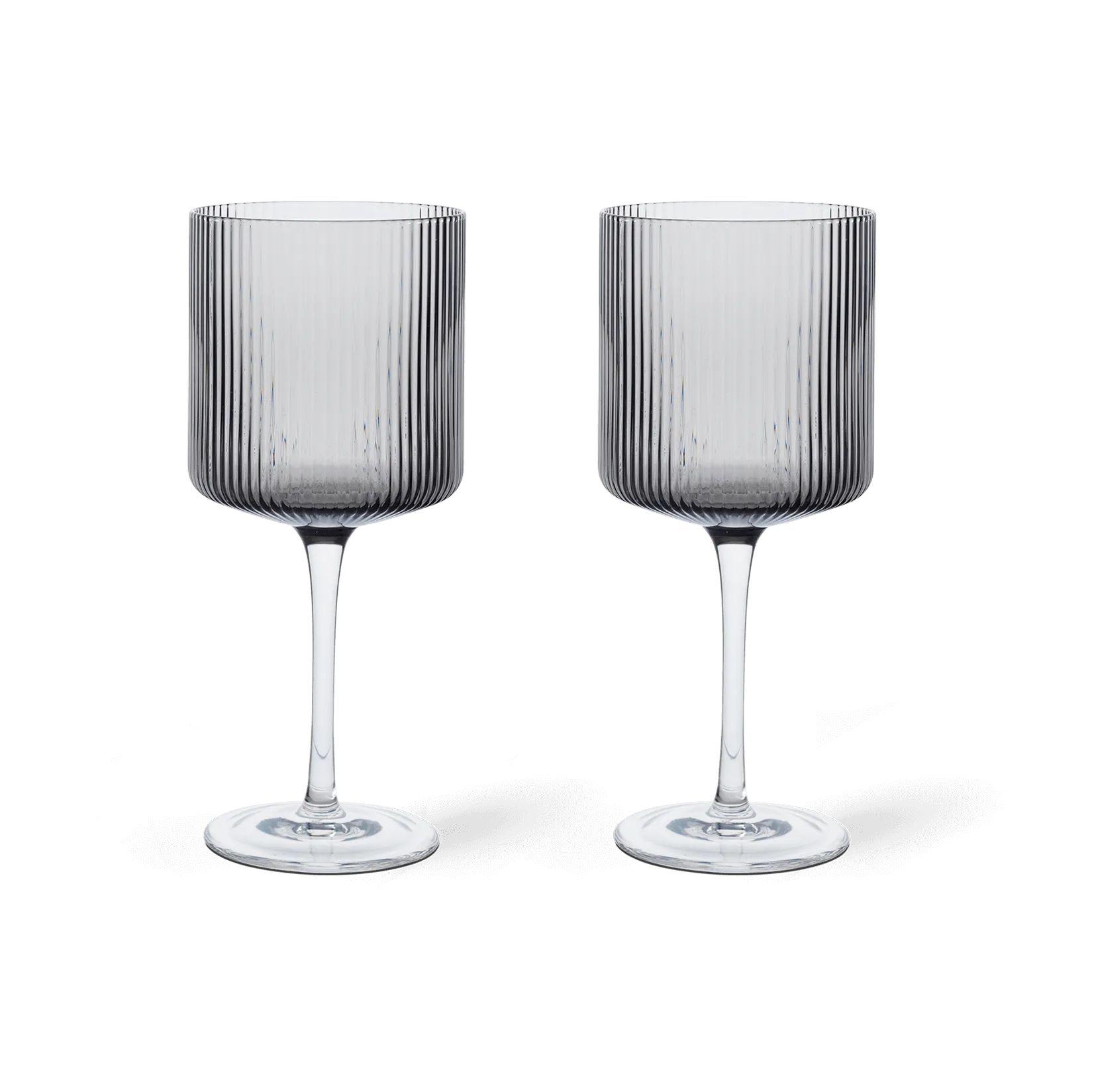Ferm Living Ripple rødvinsglas 32,5 cl 2-pak Smoked grey