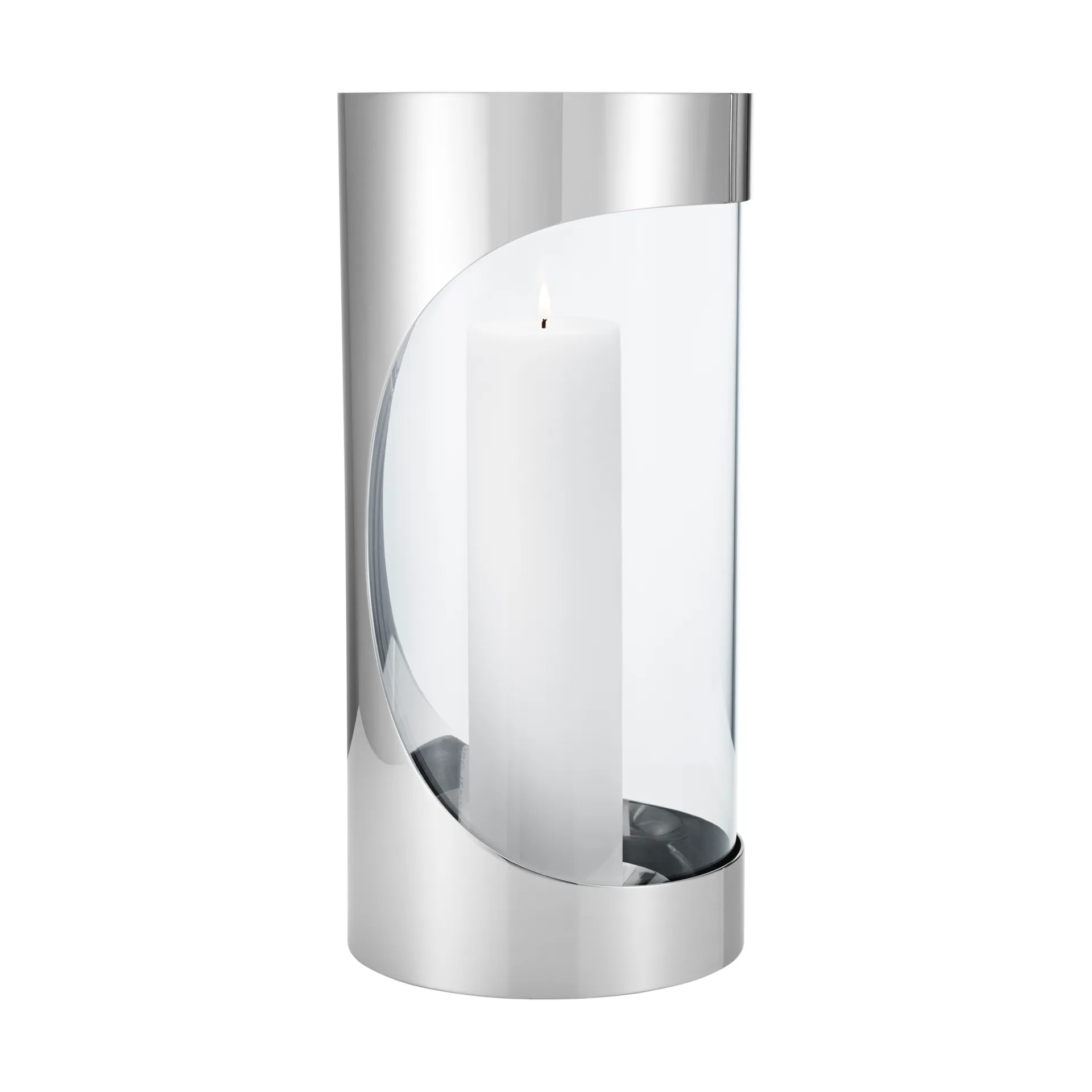 Georg Jensen Chrome contours hurricane ljuslykta 33 cm Rostfritt st&aring;l