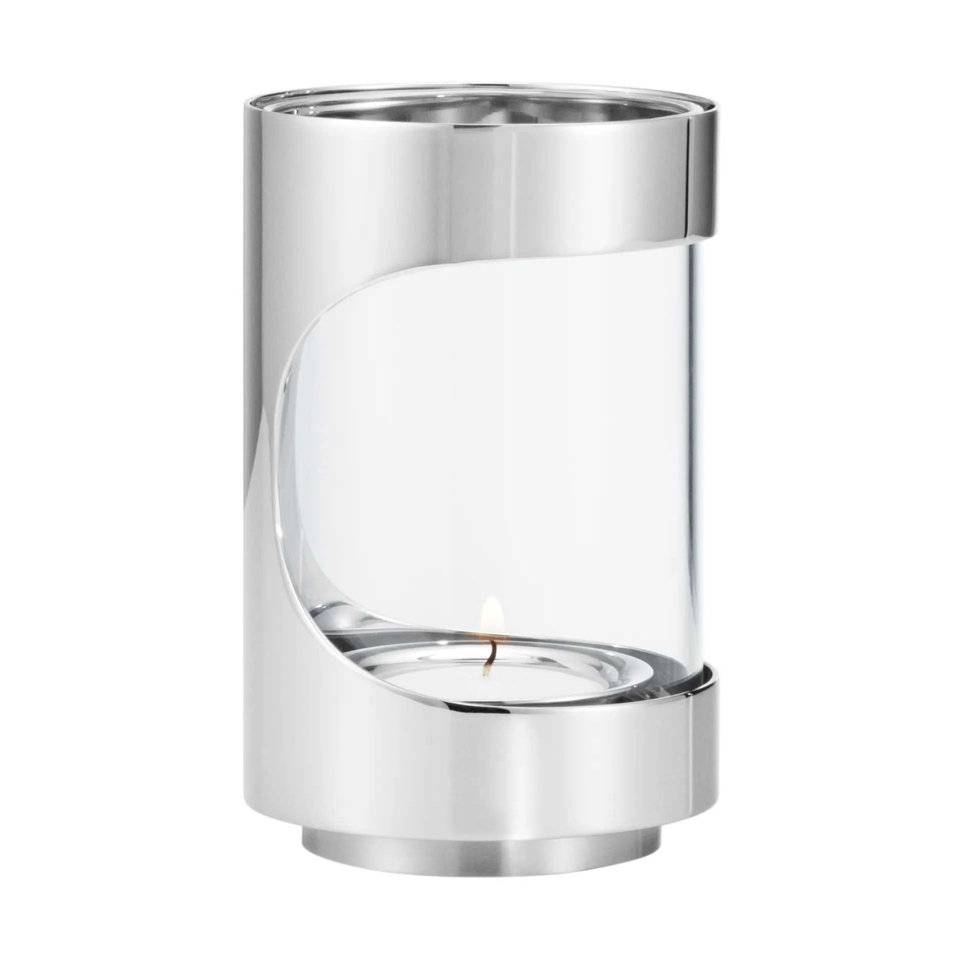 Georg Jensen Chrome contours hurricane lyslykt 12 cm Rustfritt st&aring;l