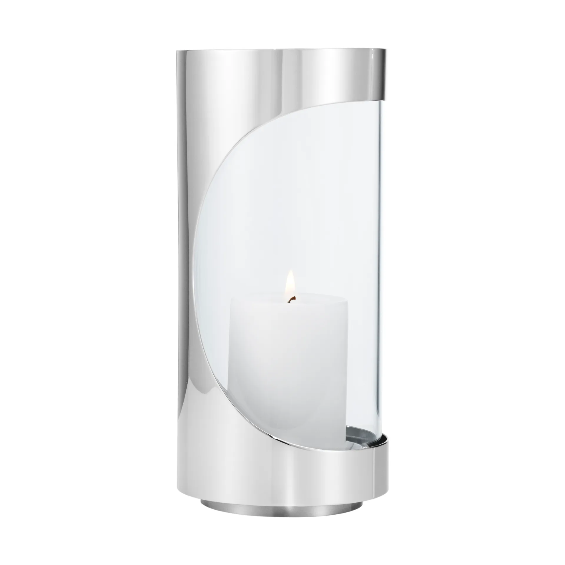 Georg Jensen Chrome contours hurricane lyslykt 22 cm Rustfritt st&aring;l