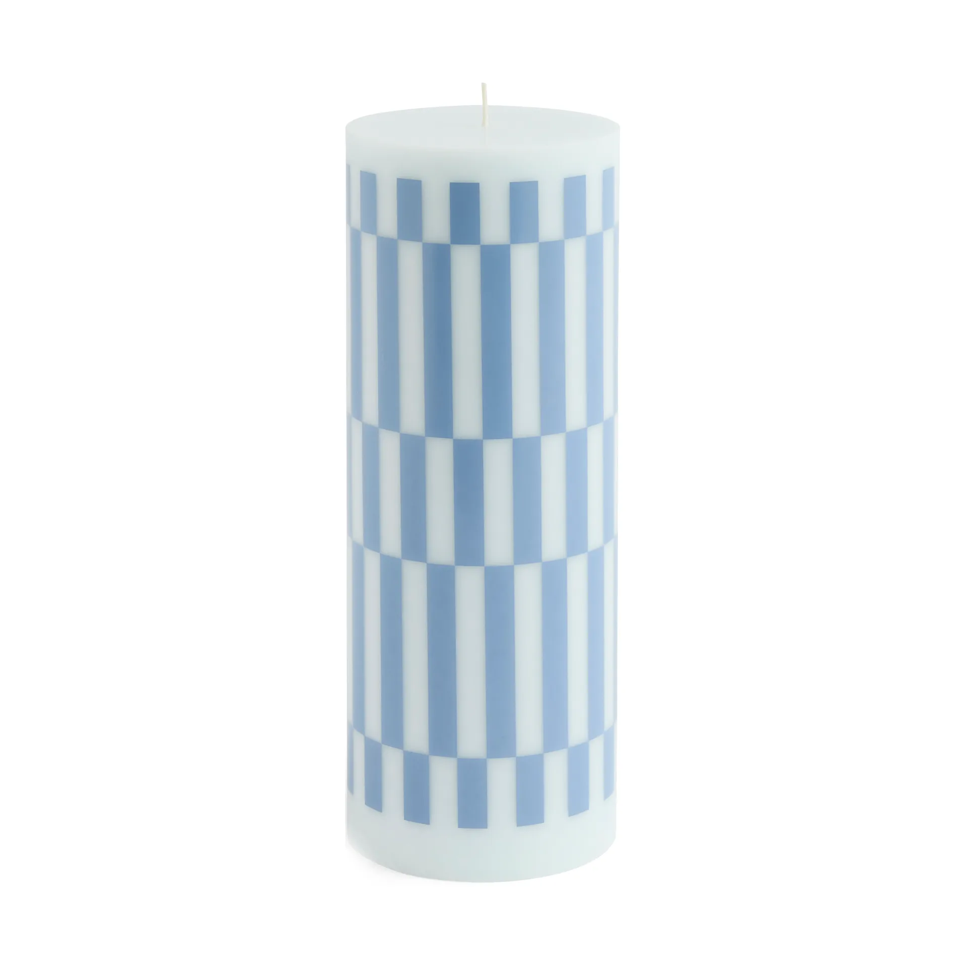 HAY Bougie Column Candle large Light blue-dusty blue check