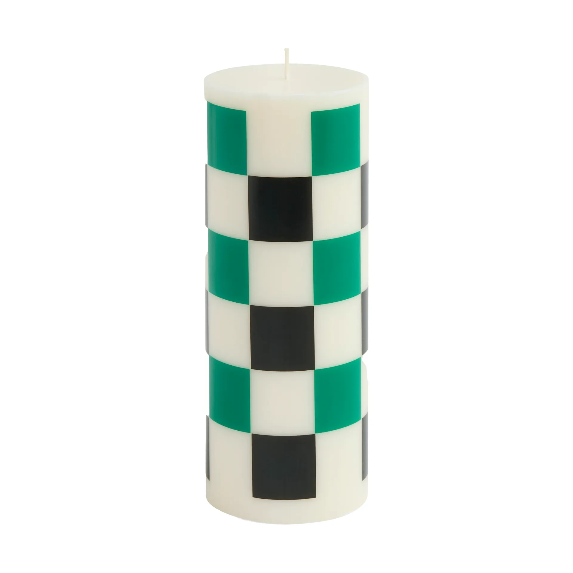 HAY Bougie Column Candle medium Off white-green-black check