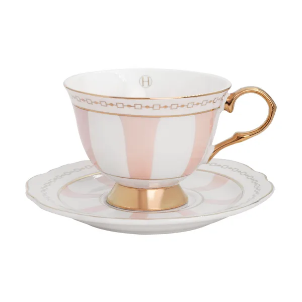 Strisce Rosa kopp med fat, 22 cl