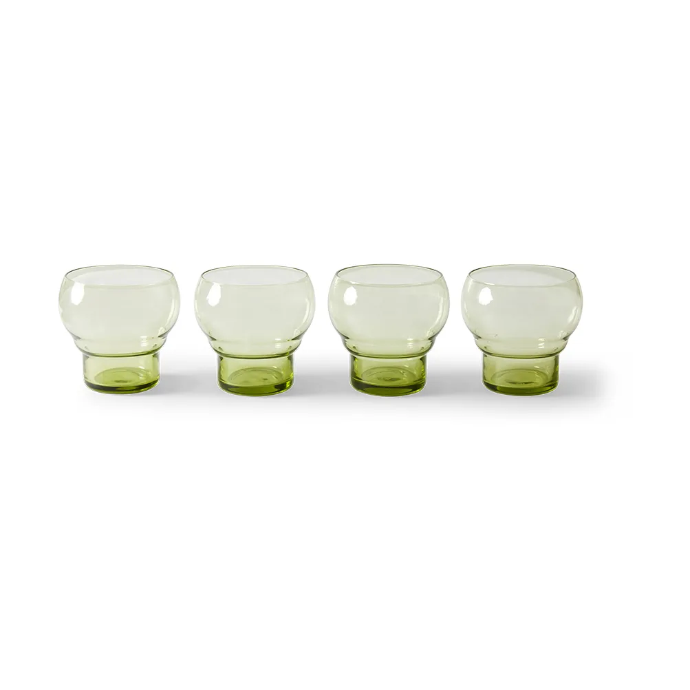 HKliving 70's Bulb glas 27 cl 4-pak Mint green
