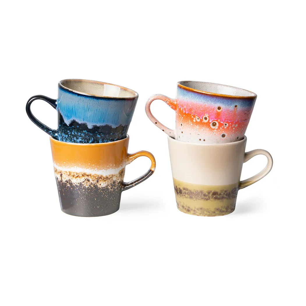 HKliving 70's ceramics Americano mugg 4-pack 26 cl Pegasus