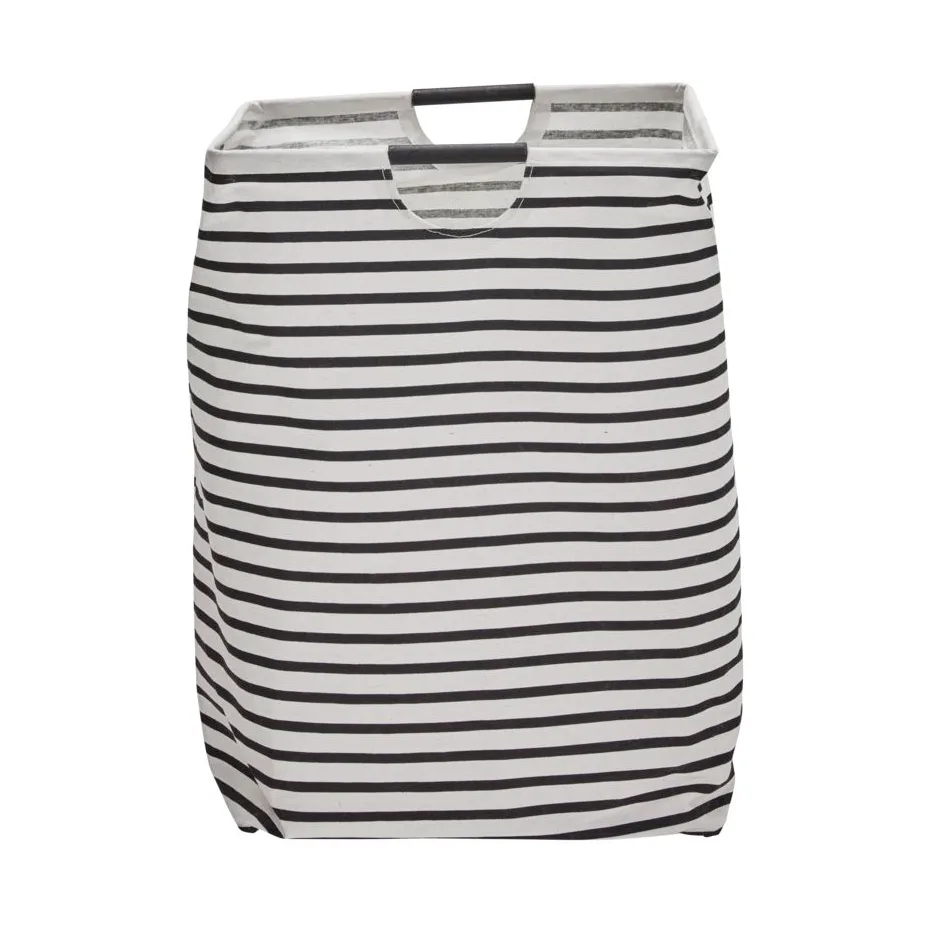 House Doctor Panier à linge Stripes Noir-blanc