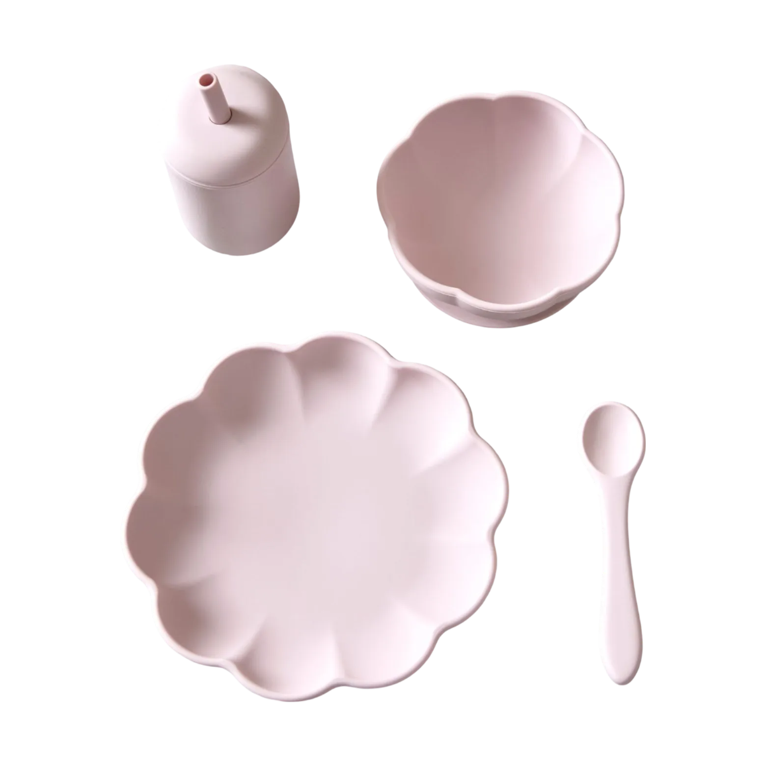 Jack o Juno Spisesæt - Silikone - 4 Dele - Poppy - Light Pink