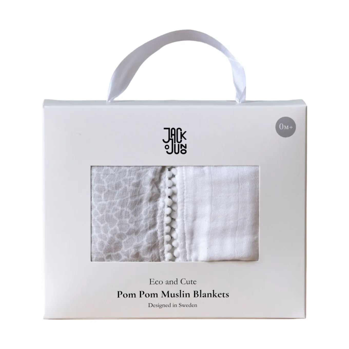 Jack o Juno Plaid Pom Pom en mousseline cm, lot de 2 Pearl & Giraffe gray