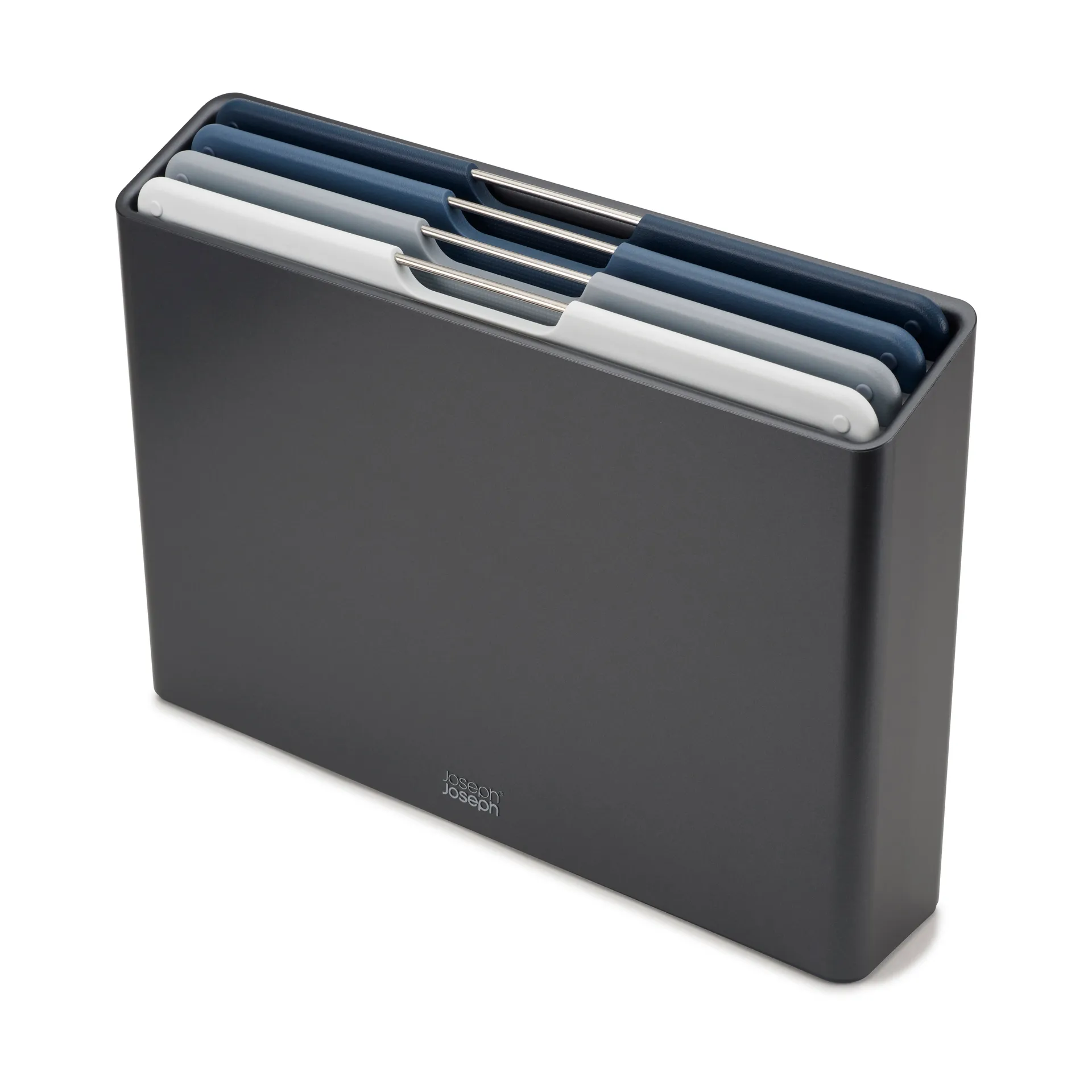 Joseph Joseph Folio Skærebræt Sæt – 24x34 cm, 4 stk, Opbevaringsetui, Non-slip, Opvaskemaskineegnet – Grafit