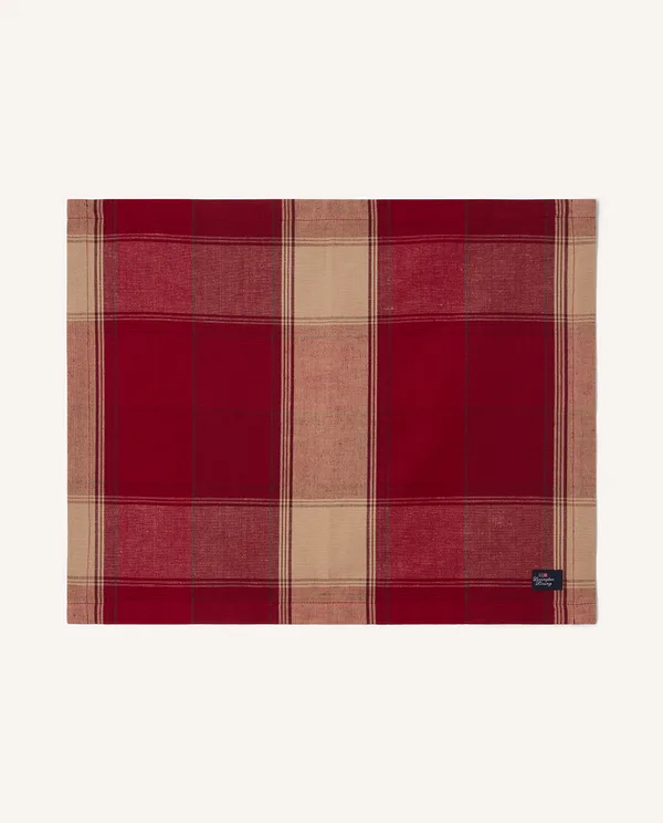 Checked linen-cotton bordstablett 40x50 cm, Röd