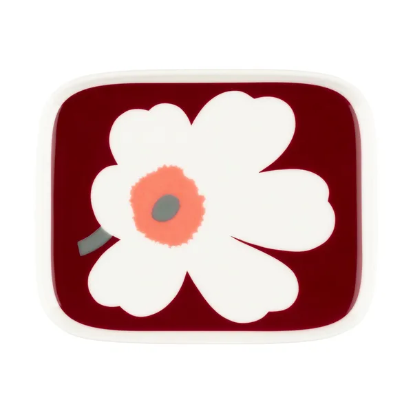 Juhla Unikko tallrik 12x15 cm, White-dark cherry-ash