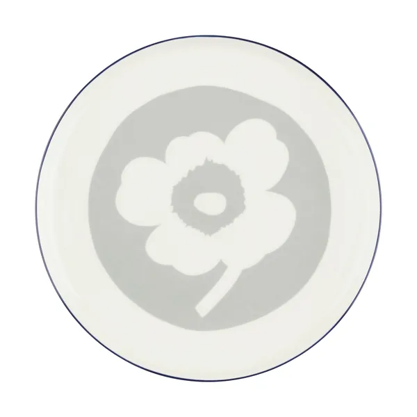 Oiva Unikko tallrik Ø25 cm, White-light grey-cobalt