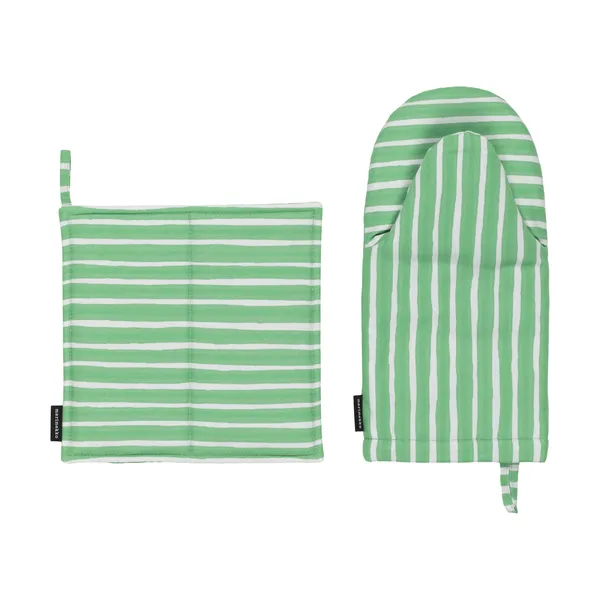 Piccolo grytlapp + grytvante 2 delar, Light grey-spring