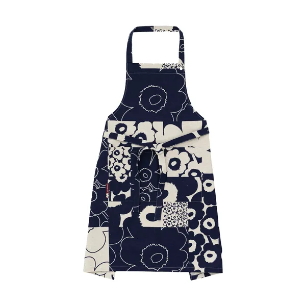 Unikko kollaasi förkläde, Linen-dark