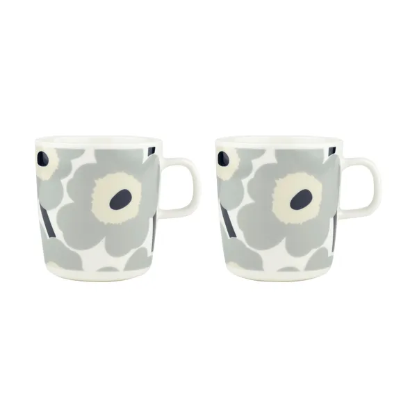 Unikko mugg 40 cl 2-pack, White-light grey-sand