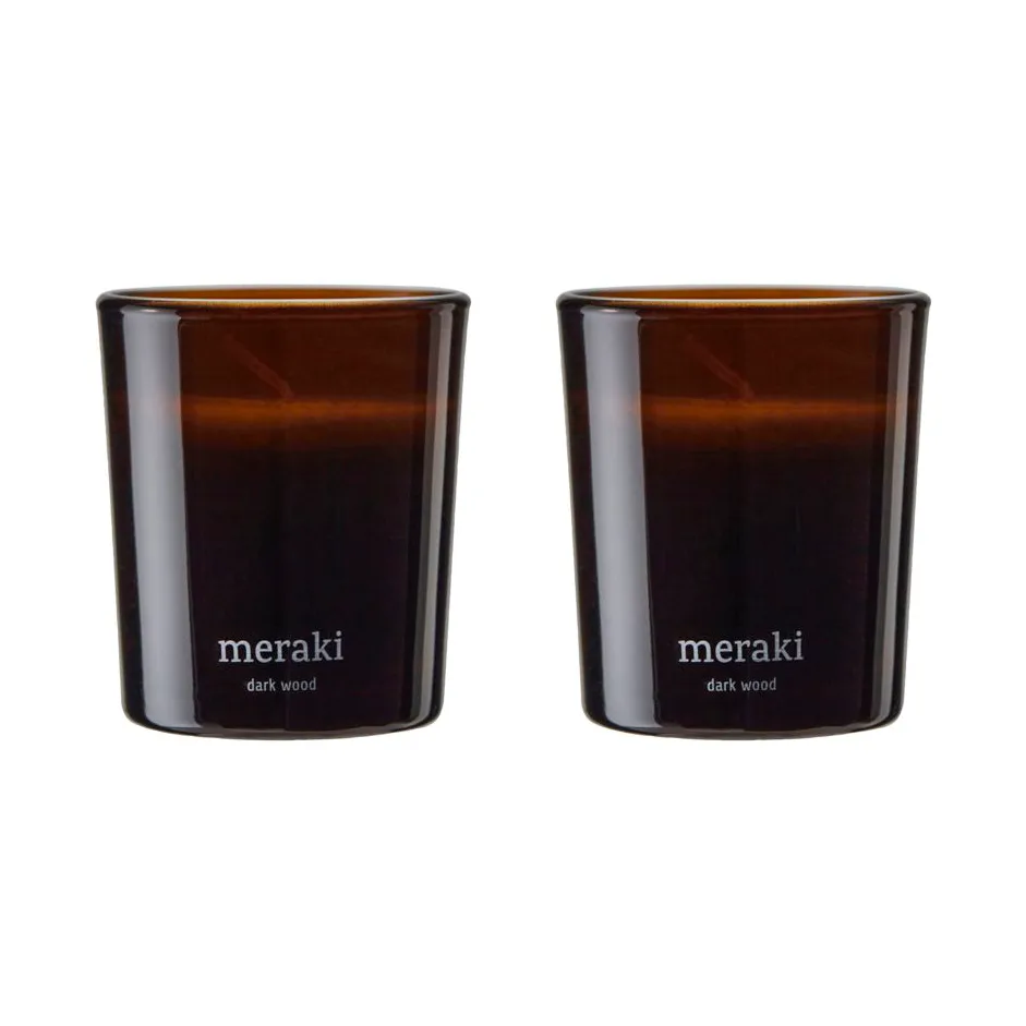 Meraki Bougie parfumée Meraki 12 heures lot de 2 Bois foncé