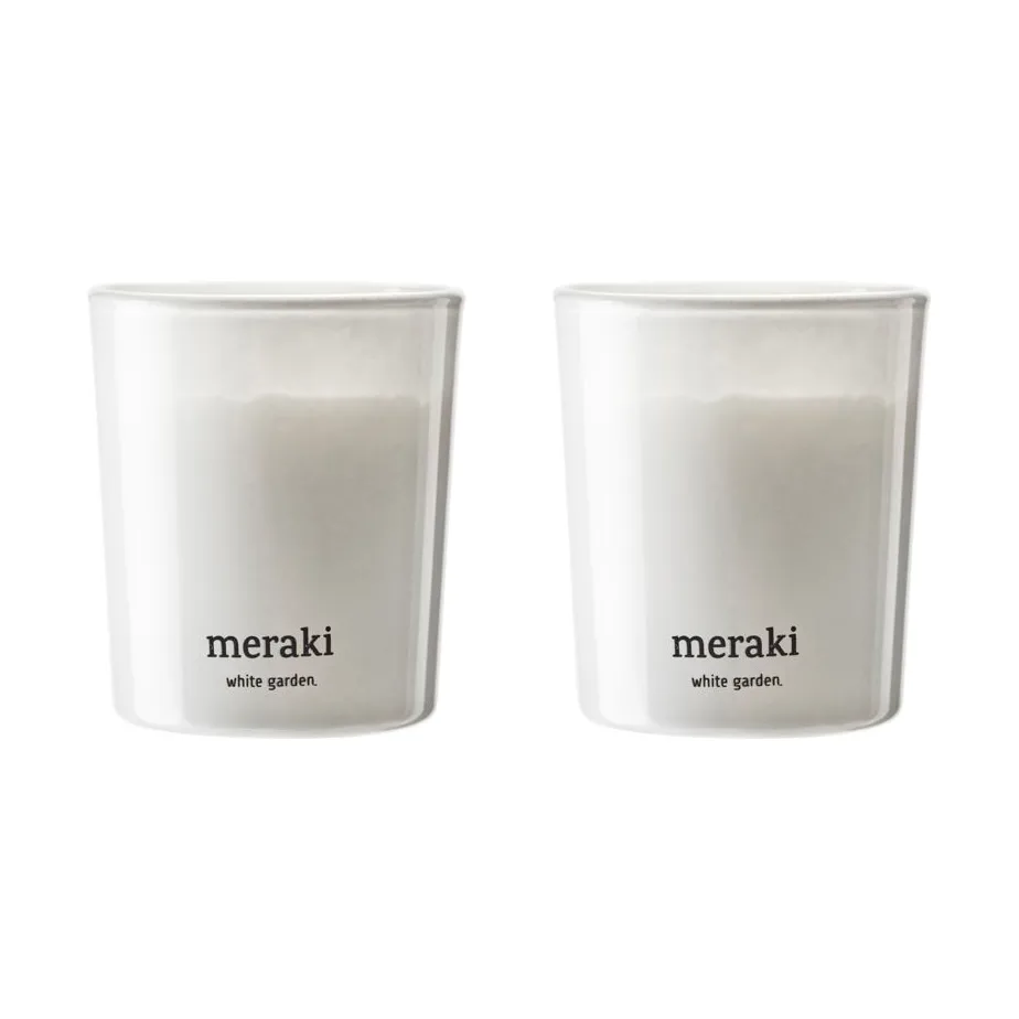Meraki Bougie parfumée Meraki 12 heures lot de 2 Jardin blanc
