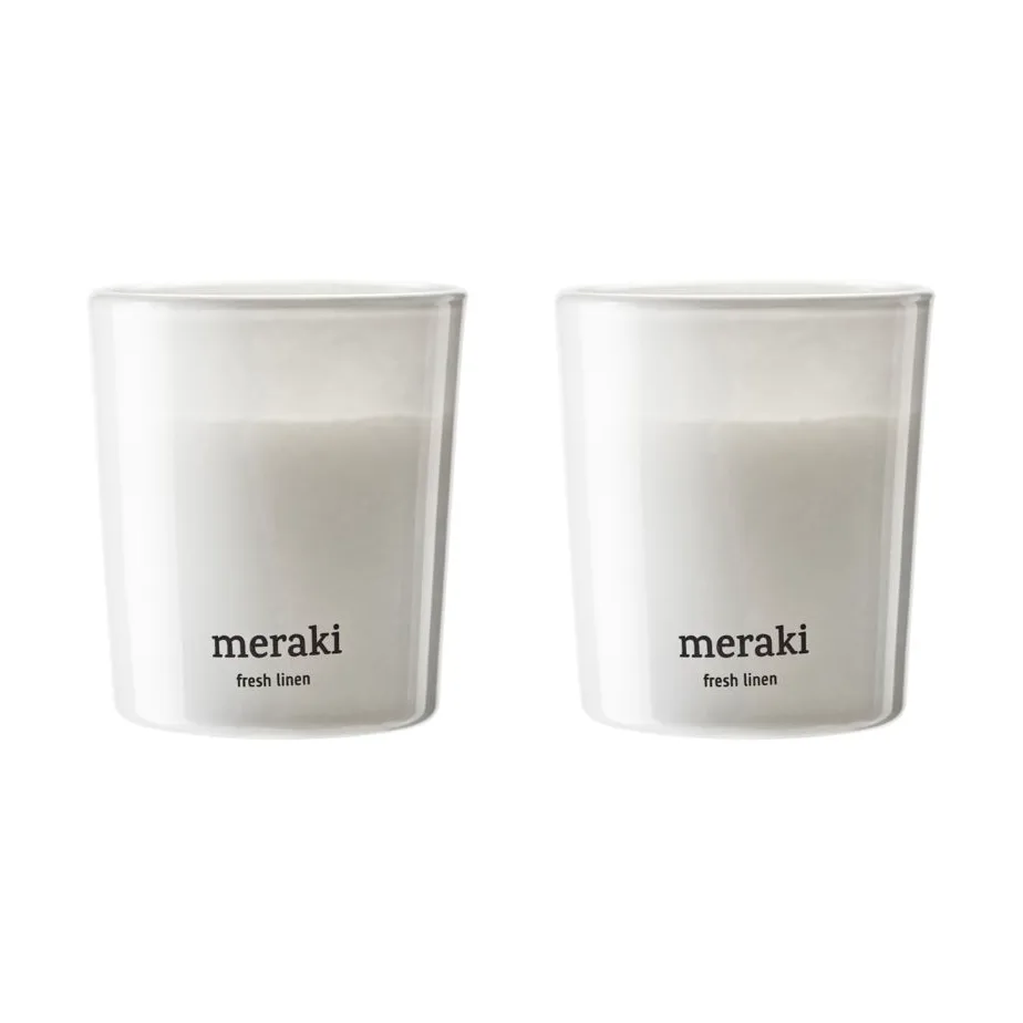 Meraki Bougie parfumée Meraki 12 heures lot de 2 Linge Frais