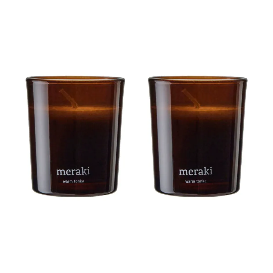 Meraki Bougie parfumée Meraki 12 heures lot de 2 Tonka chaud