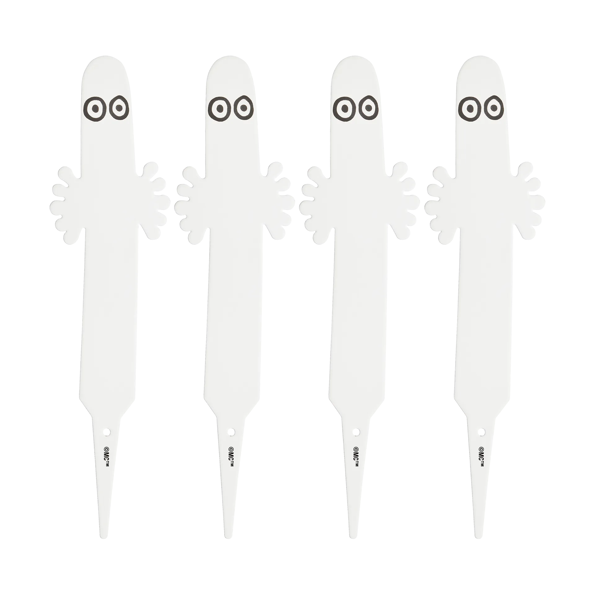 Muurla Étiquette de plante Hattifnatt, lot de 4 Blanc