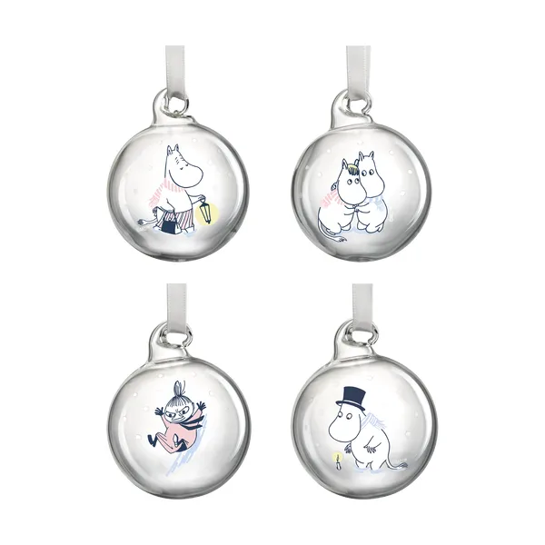 Mumin julkula Ø5 cm 4-pack, Let it snow