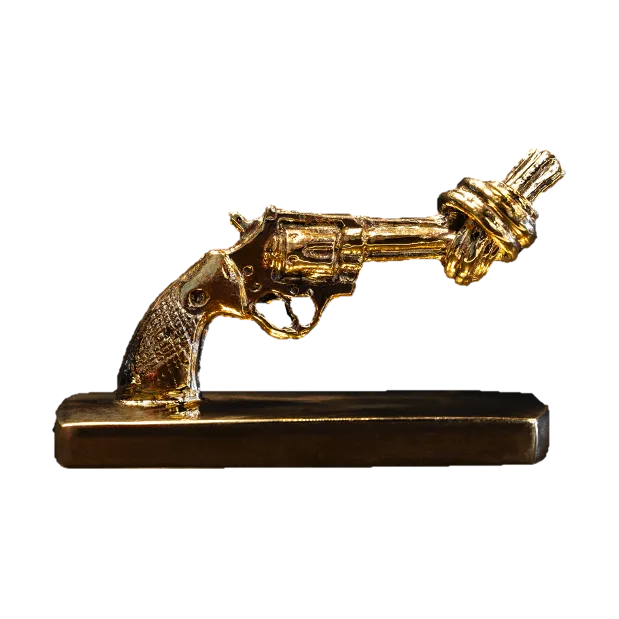 Non Violence Knotted Gun mini 7 cm Bronze
