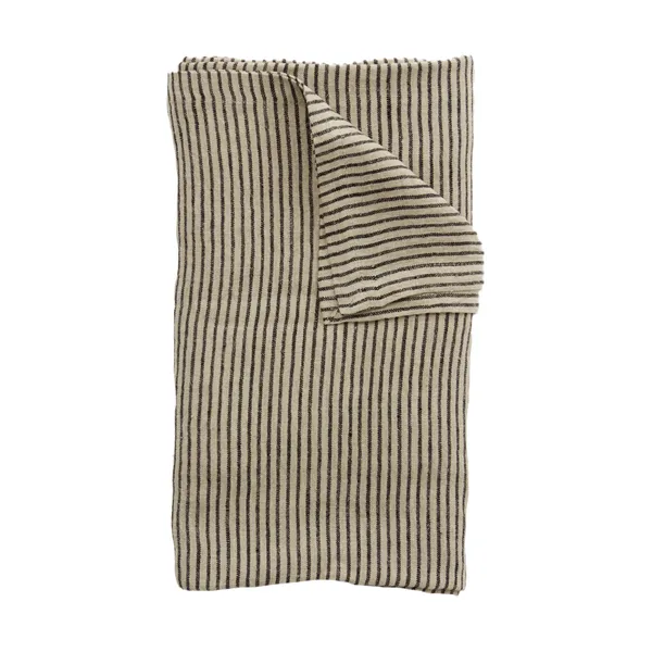 Stripe linneduk 150x300 cm, Svart